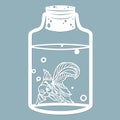 Aquarium fish and bubbles in a glass jar. Laser cut. Vector illustration. Pattern for the laser cut, serigraphy, plotter and Royalty Free Stock Photo