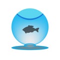 Aquarium with fish. Capacity with water. Silhouette. Round ball with liquid. Vector illustration Royalty Free Stock Photo