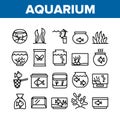 Aquarium Fish Decor Collection Icons Set Vector