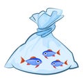 Aquarium fish package icon, cartoon style