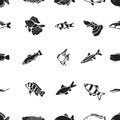 Aquarium fish pattern icons in black style. Big collection of aquarium fish vector symbol stock illustration Royalty Free Stock Photo