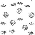 Aquarium Fish Tropical Animal vector seamless pattern Royalty Free Stock Photo