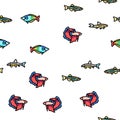 Aquarium Fish Tropical Animal vector seamless pattern Royalty Free Stock Photo