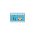 Aquarium with fish vector icon symbol isolated on white background Royalty Free Stock Photo