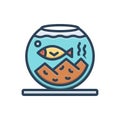 Color illustration icon for Aquarium, fish and sea Royalty Free Stock Photo