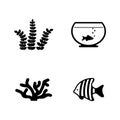 Aquarium inhabitants. Simple Related Vector Icons Royalty Free Stock Photo
