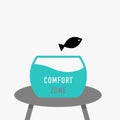 Aquarium and jumping fish, comfort zone concept Royalty Free Stock Photo