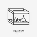 Aquarium line icon, vector pictogram of fish glass square tank. Fishbowl illustration, sign for pet shop Royalty Free Stock Photo