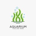 Aquarium logo design with seaweed lines