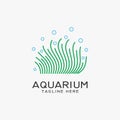 Aquarium logo design with seaweed lines