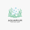 Aquarium logo design with seaweed lines