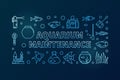 Aquarium maintenance blue vector banner on dark background