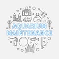 Aquarium maintenance vector round outline illustration