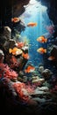 Colorful Underwater Scene With Fish And Corals - Hyperrealistic Illustration