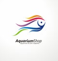 Aquarium shop artistic logo design idea