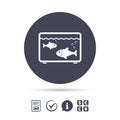 Aquarium sign icon. Fish in water symbol.