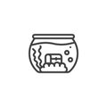 Aquarium with treasure chest line icon