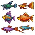 Fish characters vector set