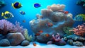 An aquarium with tropical fish and corals. Background Royalty Free Stock Photo