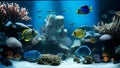 An aquarium with tropical fish and corals. Background Royalty Free Stock Photo
