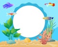 Aquarium Underwater Elements Circle Frame for Text