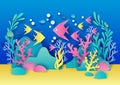 Aquarium vector illustration in paper art style Royalty Free Stock Photo