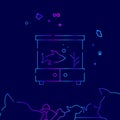 Aquarium Vector Line Icon, Illustration on a Dark Blue Background. Related Bottom Border