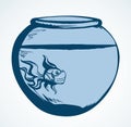 Aquarium with water for fish quarantine isolation. Vector drawing