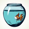 Aquarium with water for fish quarantine isolation. Vector drawing