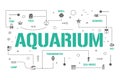 Aquarium word concepts banner. Shell, Fish, Coral and Seaweed. Marine Pet Care infographics. Presentation, website. UI UX idea.