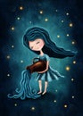 Aquarius astrological sign girl Royalty Free Stock Photo