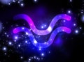 Aquarius astrological sign and sky with stars. Illustration Royalty Free Stock Photo