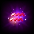 Aquarius Constellation icon in space style on dark background with galaxy and stars. Zodiac sign of air Vector
