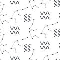 Aquarius constellation seamless vector pattern. Royalty Free Stock Photo