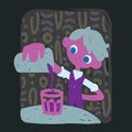 Aquarius. Funny zodiac sign. Colorful vector illustration of barman pours a drink in hand-drawn sketch style on dark