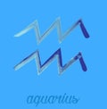 Aquarius icon of zodiac, Vector icon. astrological signs, colorful image of horoscope. Watercolour style Royalty Free Stock Photo