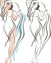 Aquarius woman outline drawing