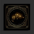 Aquarius zodiac constellation symbol with modern, esoteric and boho styles Royalty Free Stock Photo