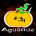 Aquarius. Zodiac sign Aquarius. ÃÂ¡artoon pumpkin. Sticker Aquarius. Illustration for Halloween