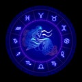 Aquarius zodiac sign, horoscope symbol, vector illustration Royalty Free Stock Photo