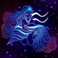Aquarius zodiac sign, horoscope symbol, vector illustration Royalty Free Stock Photo