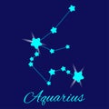 Aquarius zodiac sign. Shining stars in the night sky. Royalty Free Stock Photo