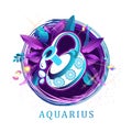 Aquarius zodiac sign white background Royalty Free Stock Photo