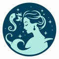Aquarius zodiac stars sign illustration, symbol, night sky, zodiac icon, love, Generative AI