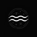 Aquarius zodiac symbol curved water wave line art logo decorative design vector illustration