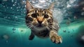 Aquatic Adventure: A Playful Kitten Cat\'s Underwater Journey