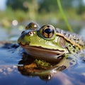 Aquatic ambiance: Rana esculenta, the green frog, in tranquil water.