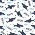 Aquatic Apex Predators Seamless Shark Pattern Royalty Free Stock Photo
