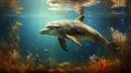 Aquatic Ballet: A Playful Dolphin Dances Gracefully beneath Ocean Waves