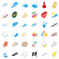 Aquatic business icons set, isometric style Royalty Free Stock Photo